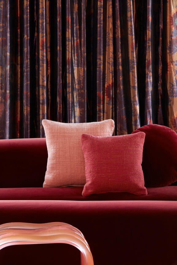 Curtains in Bengale* | Cushions in Divine & Saint-Germain* | Stool,  Sabourin Costes